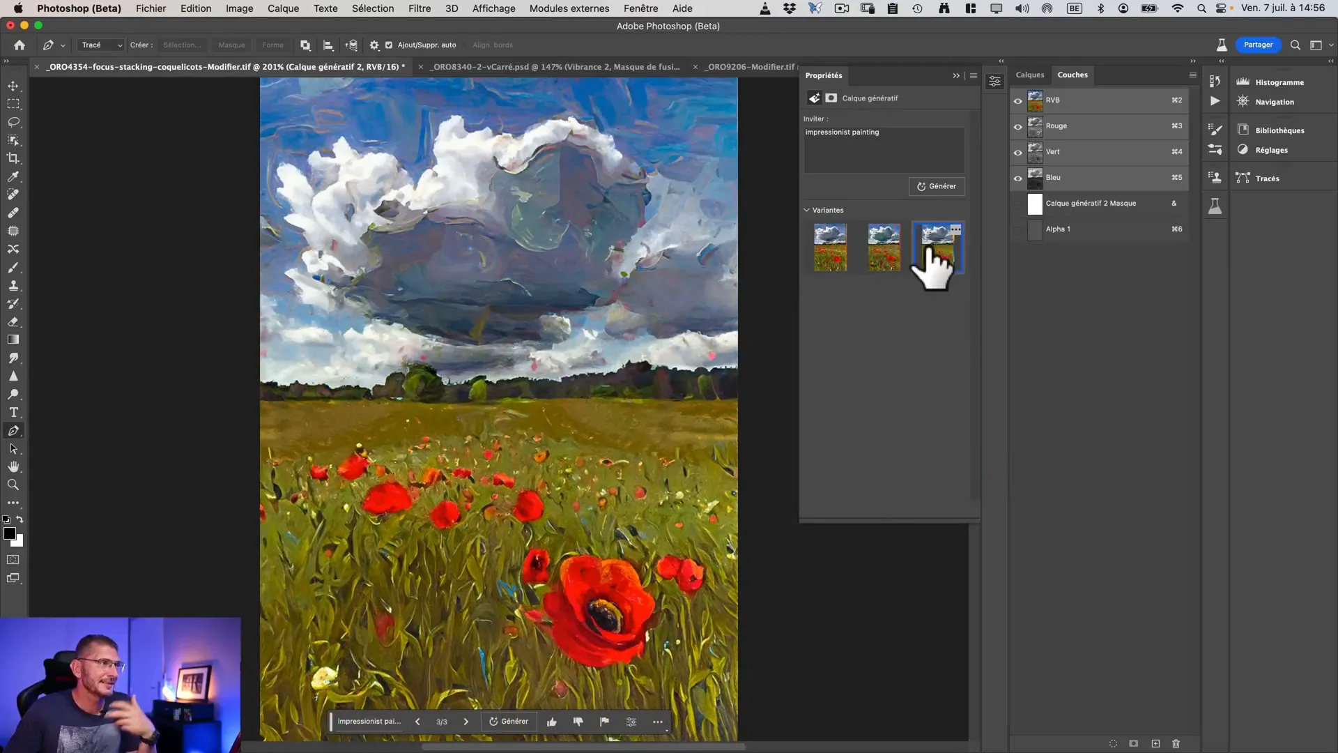 Effet peinture généré dans Photoshop à partir d’un prompt et d’une sélection personnalisée.