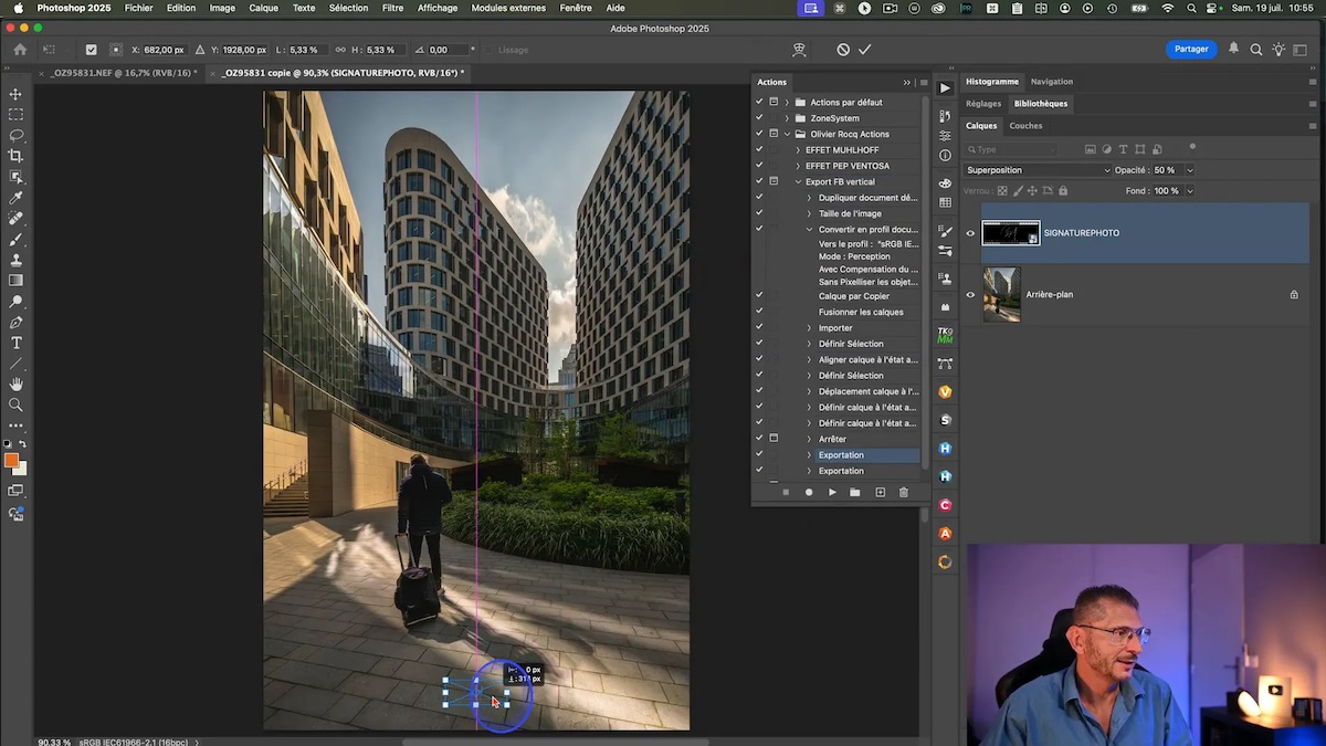 Action Photoshop exportant une photo avec signature