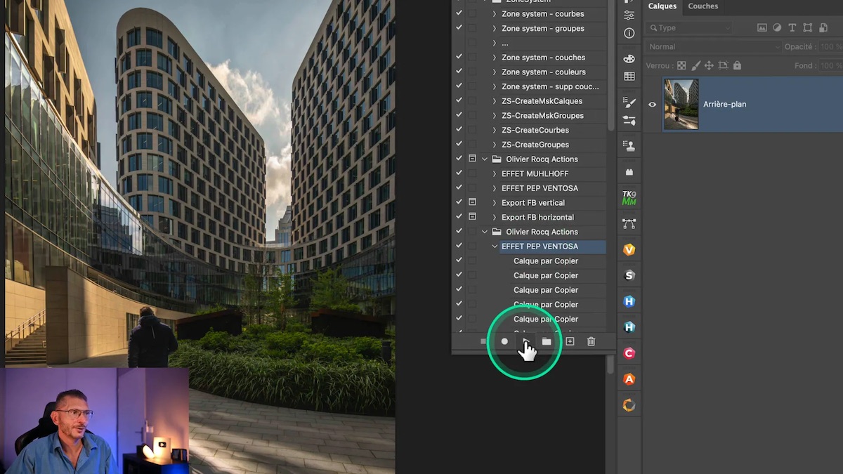 Déclenchement manuel d'une action dans le panneau Photoshop