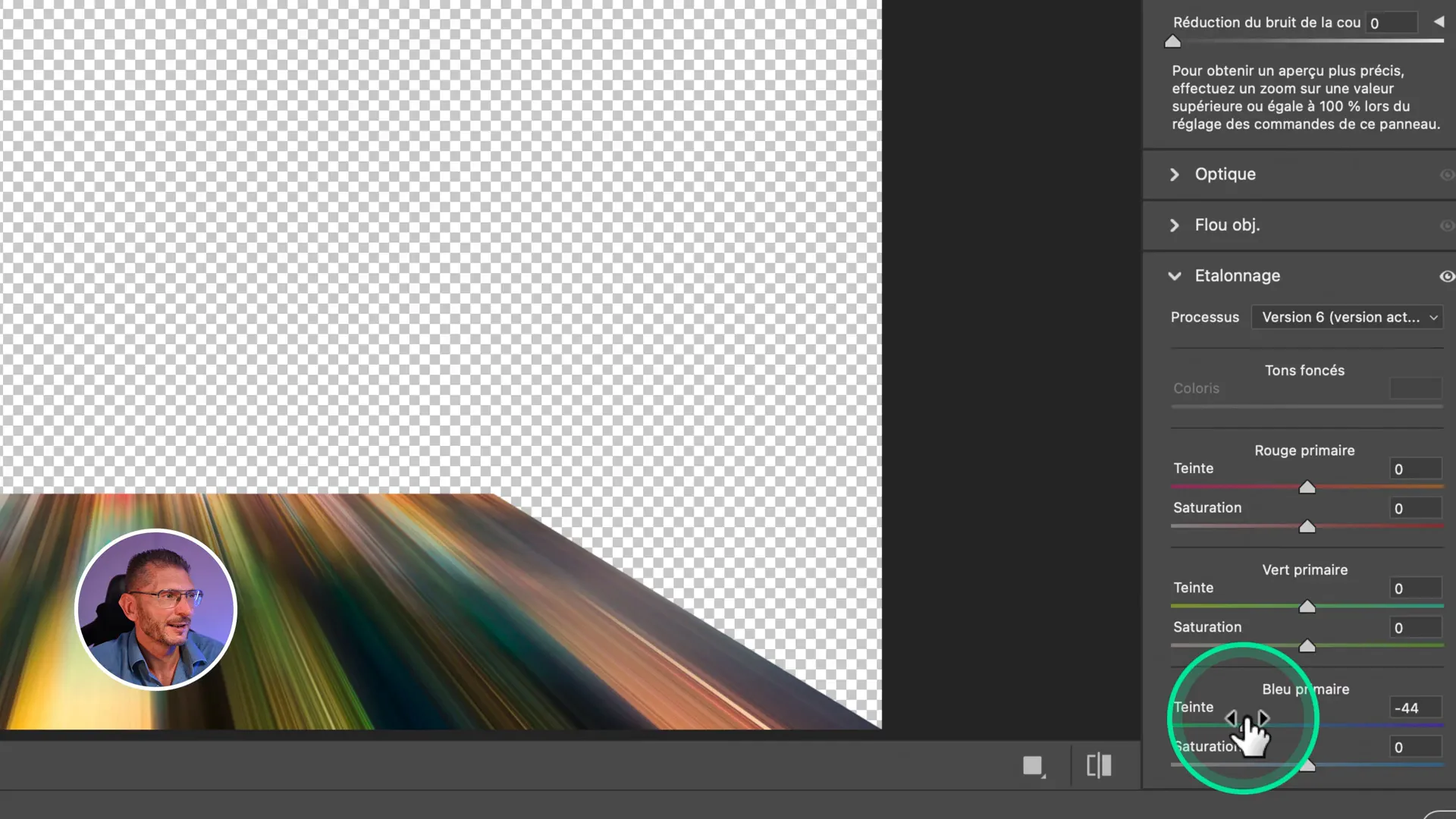 Réglage des couleurs dans la zone en perspective