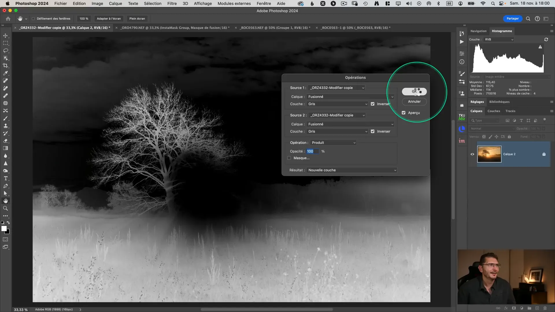 Création manuelle masque tons sombres sous Photoshop