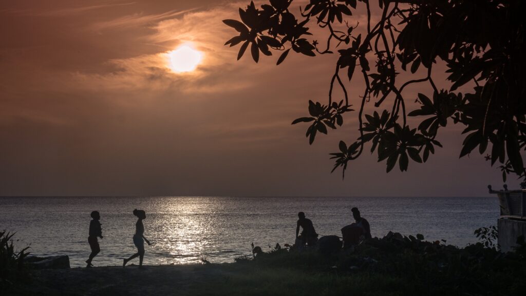 Barbadian family at the beach
