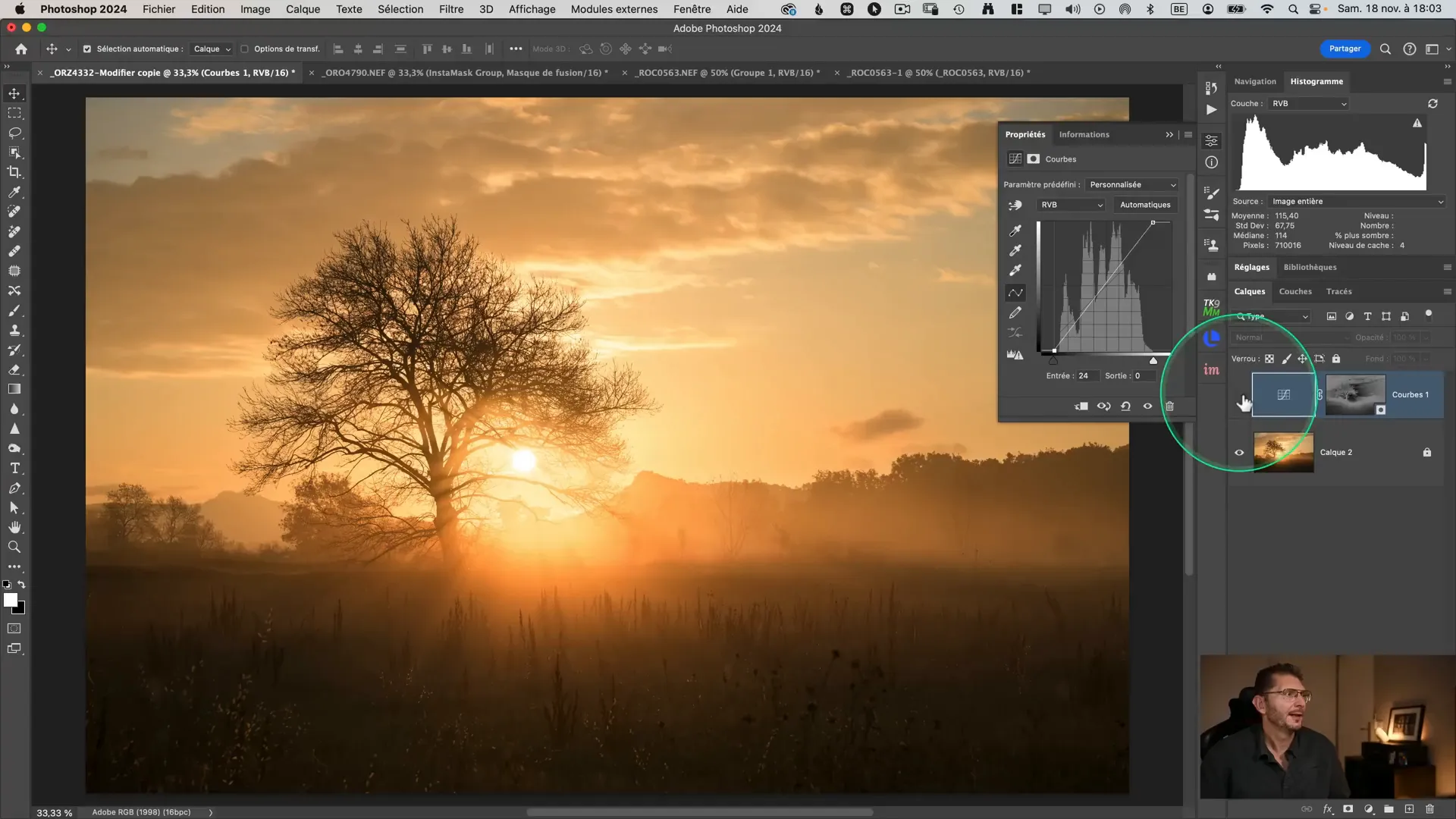 Paysage matinal avant contraste des tons moyens