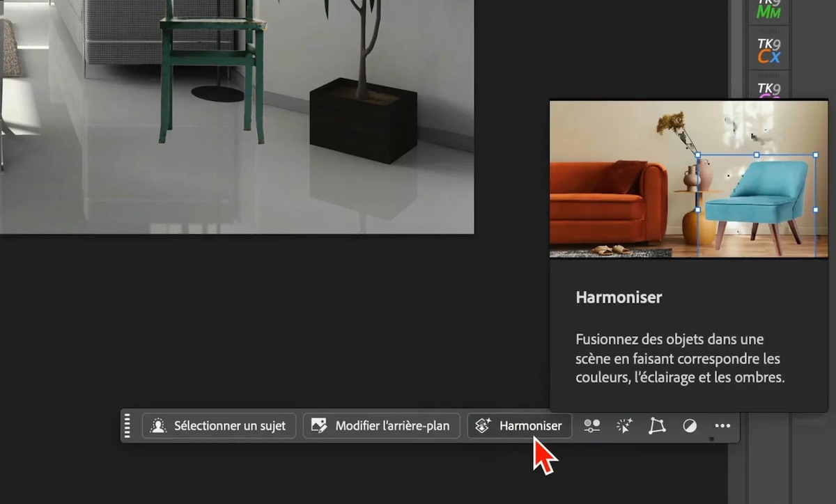 Activation de l'outil Harmoniser dans Photoshop