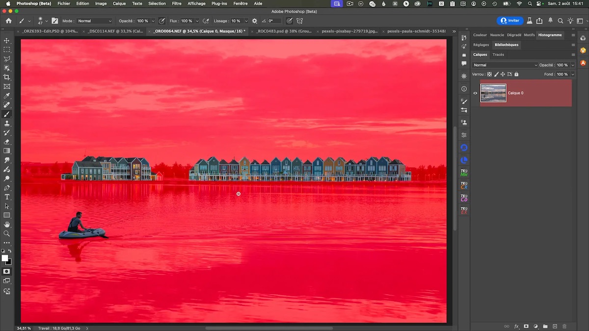 Mode masque actif dans Photoshop