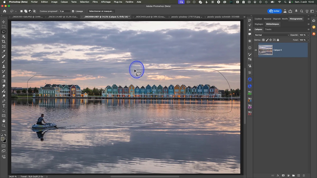 Fenêtre de sélection corrigée dans Photoshop