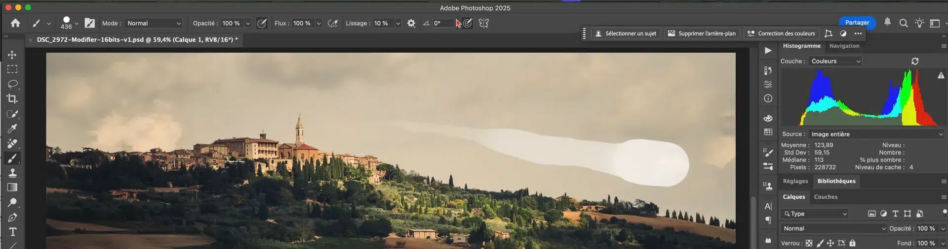 Activation de la pression du stylet dans la barre d’outils de Photoshop.