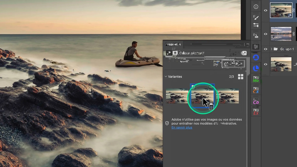 Application de l’outil Harmoniser sur le canoë