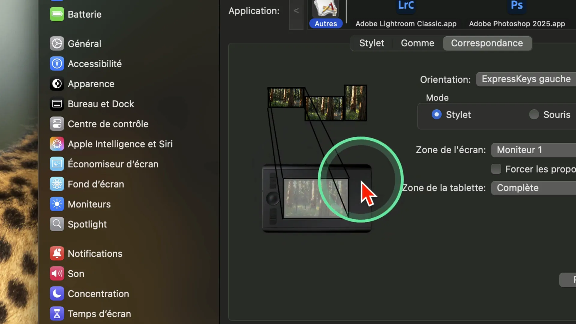 Limiter la zone active de la tablette