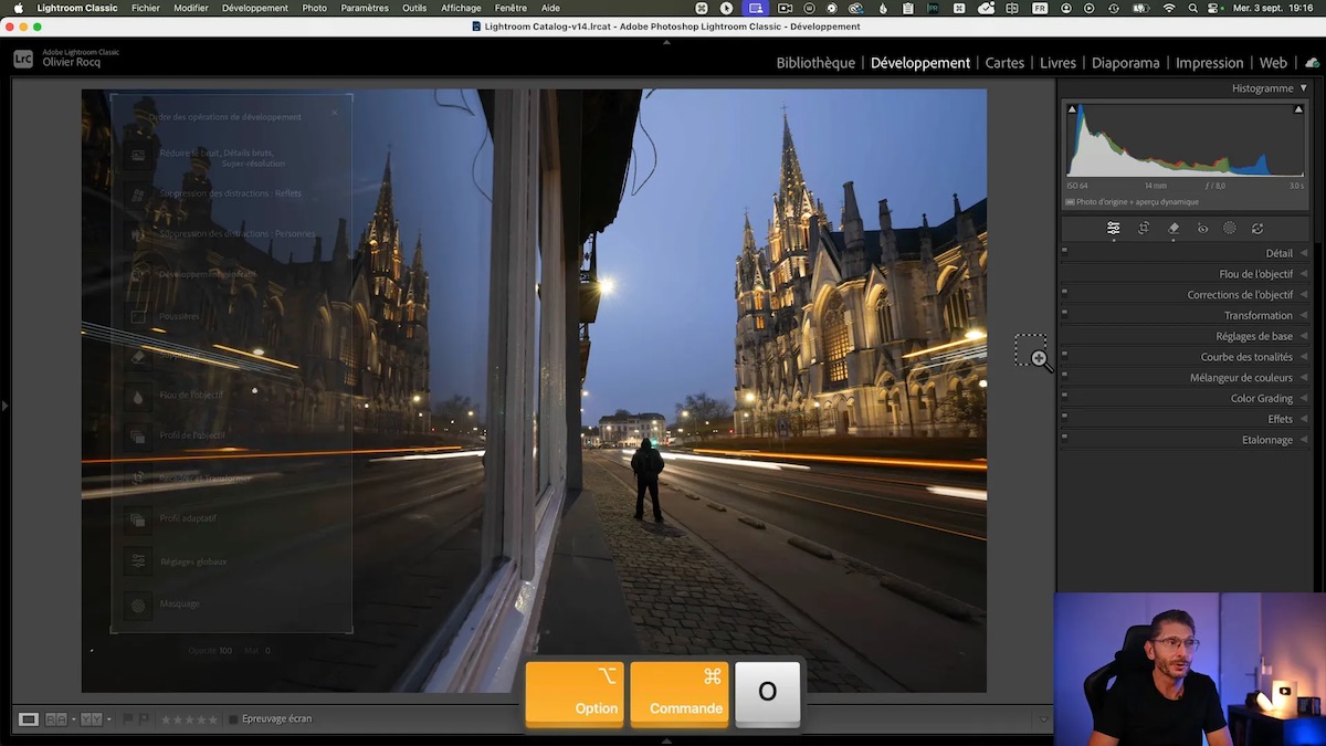 Capture Lightroom avec raccourci Commande+Option+O