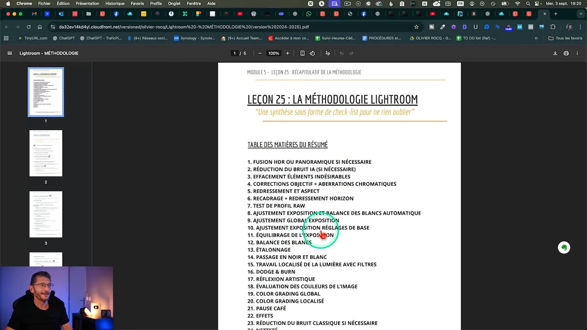 Capture PDF module 25 méthodologie Lightroom