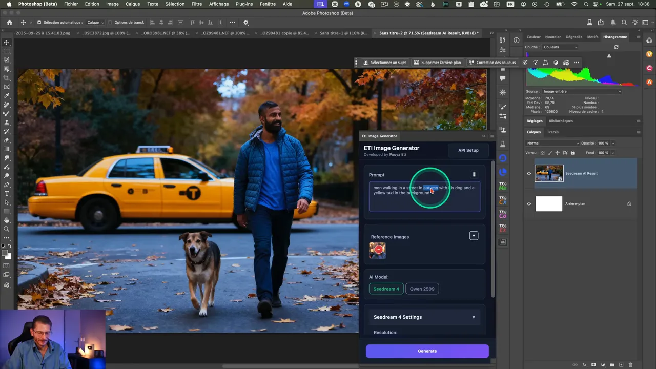 Génération 4K dans Seedream avec image de référence visible dans l'interface