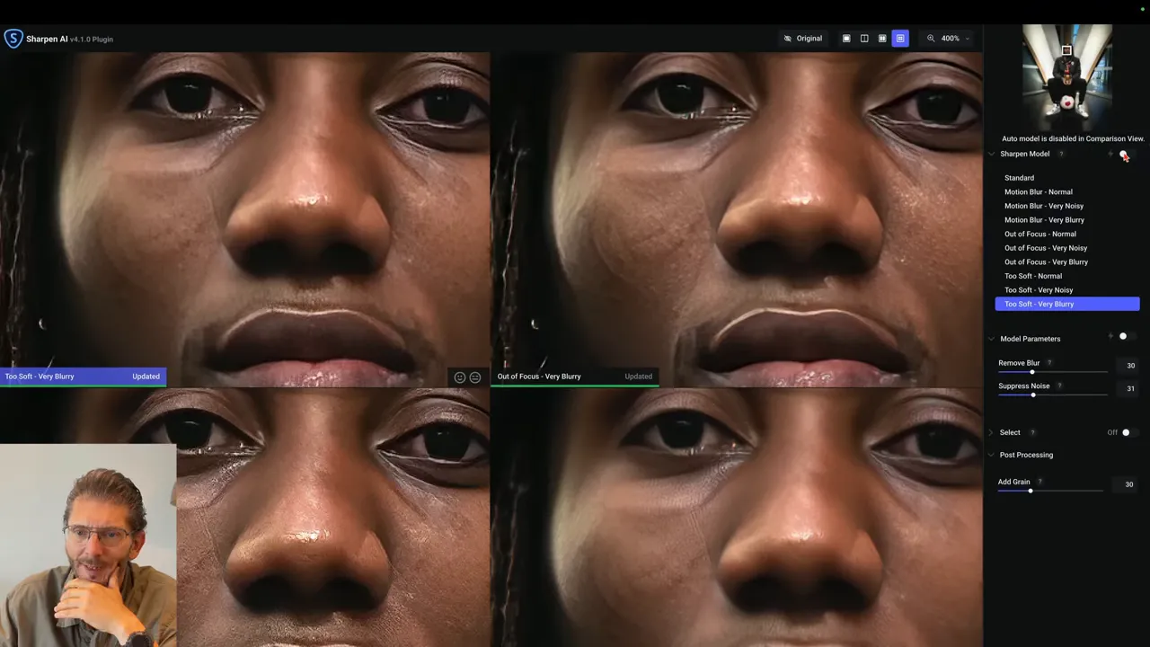 Interface de Topaz Photo AI avec aperçu multi-modèles