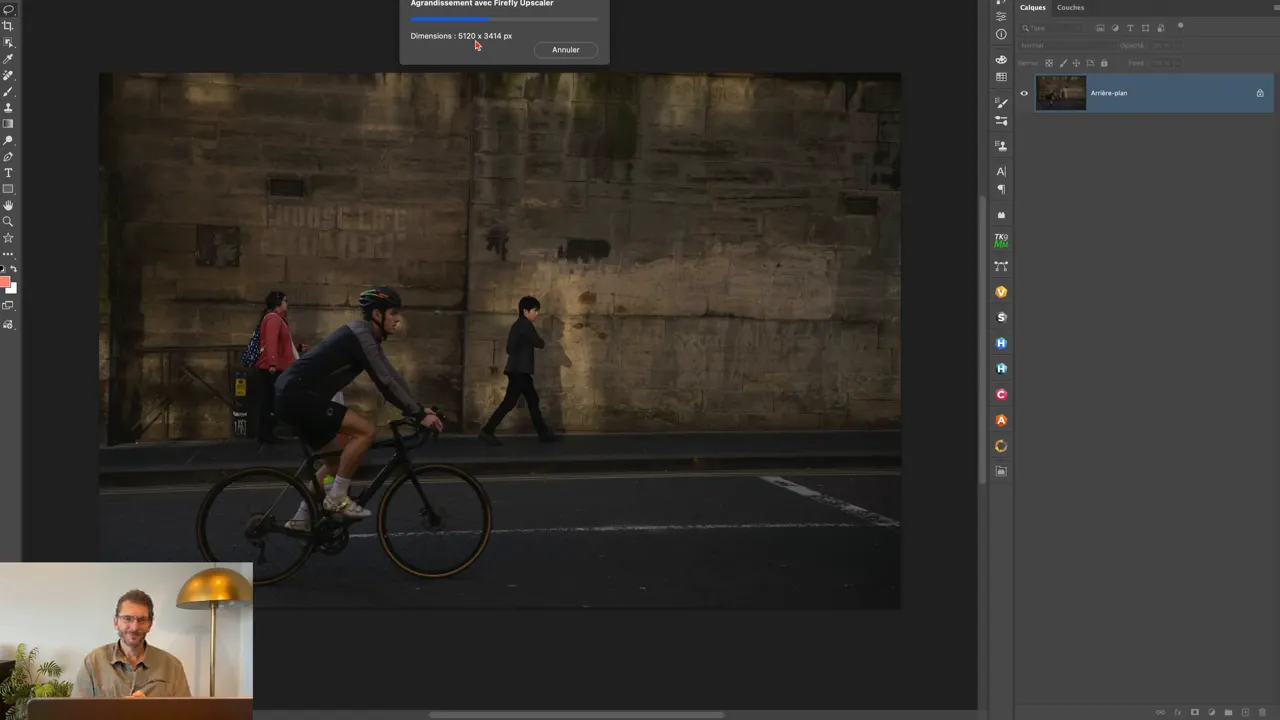 Upscaling d’un aperçu dynamique Lightroom avec Firefly.