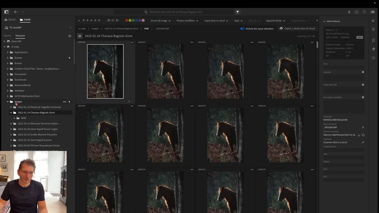 visualisation des photos d'un sous-dossier du parent sélectionné