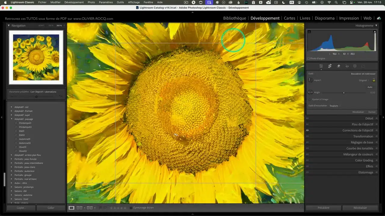 Recadrage avec zoom actif