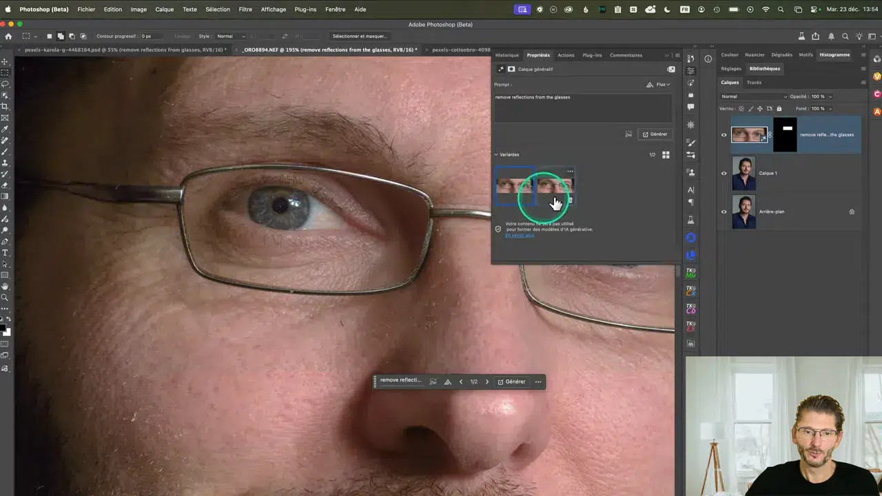 Résultat après suppression des reflets avec Flux Context Pro