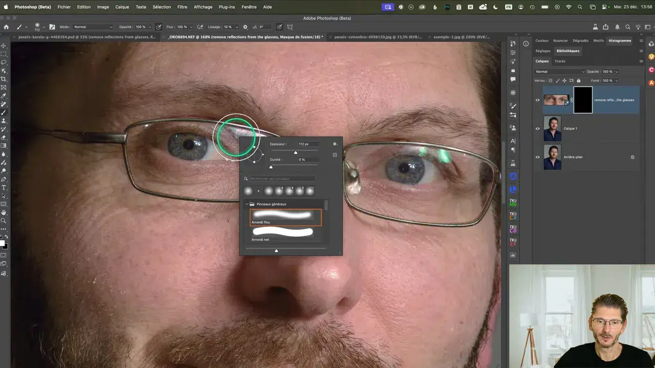 Révélation sélective de la correction au pinceau sur le masque