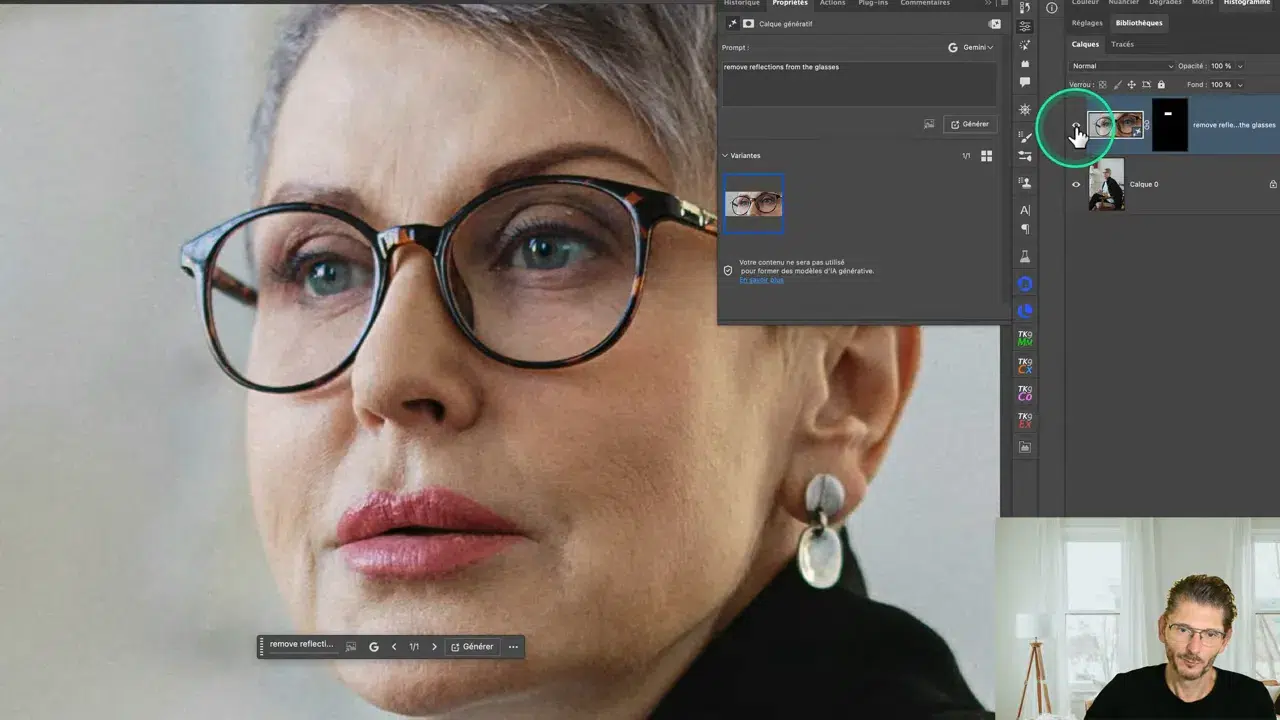 Correction du reflet sur lunettes avec Nano Banana Pro