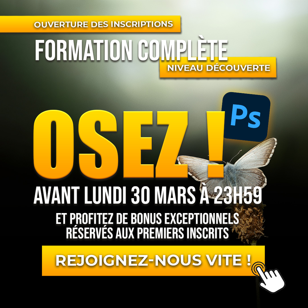 Ouverture inscription Photoshop niveau d&eacute;couverte