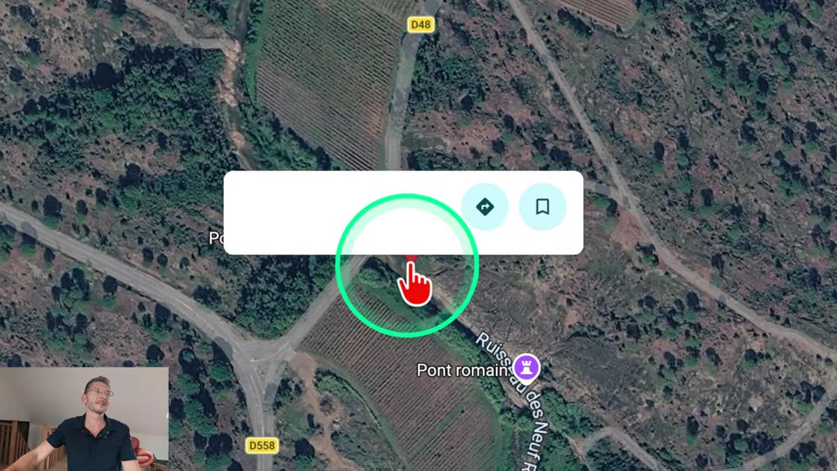 dans un navigateur web, Google Maps ouvert sur le lieu correspondant aux coordonn&eacute;es GPS de la photographie
